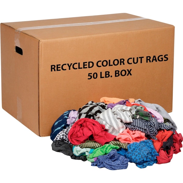 Global Industrial 50 Lb. Box Recycled Cut Rags, Mixed Colors 670226 - main
